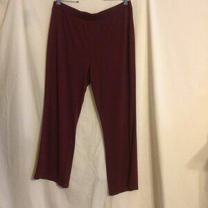 SUSAN GRAVER STYLE PREMIER Maroon Pull-On Elastic Waist Liquid Knit Pants SZ 1XP